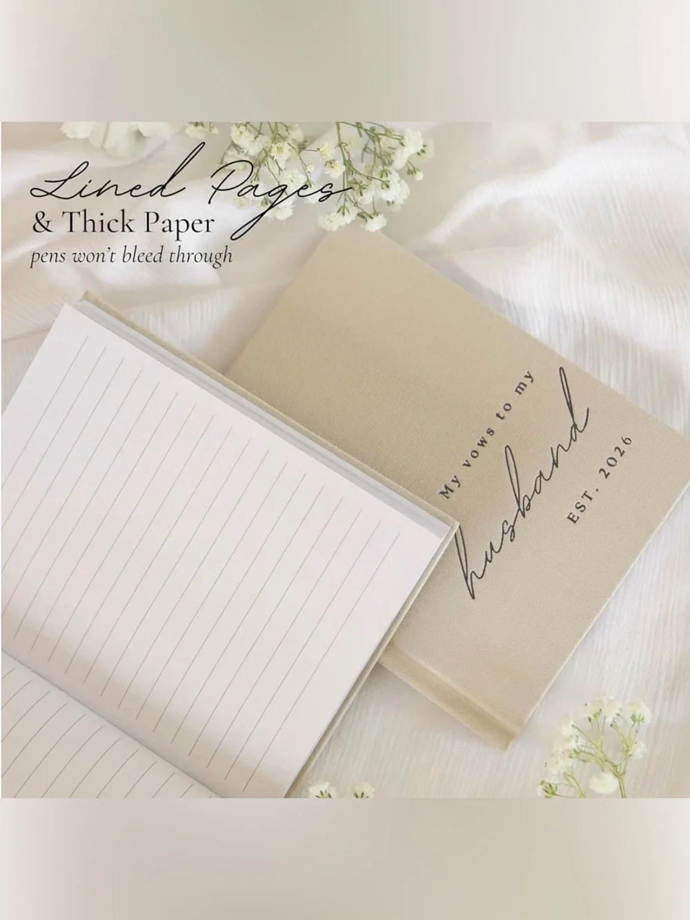 Vows Notebook Set for Wife & Husband — Beige